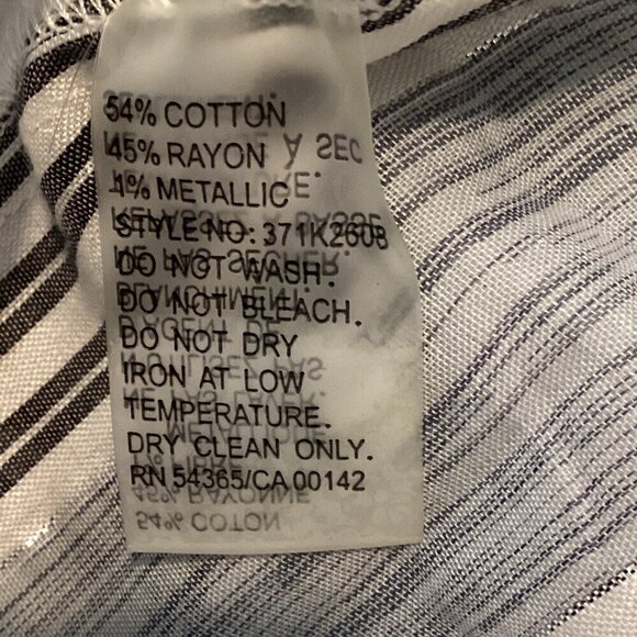 Peter Nygard Balloon Sleeve Button-Up Metallic Stripe Top M/L Gray Silver 295i - Picture 9 of 9